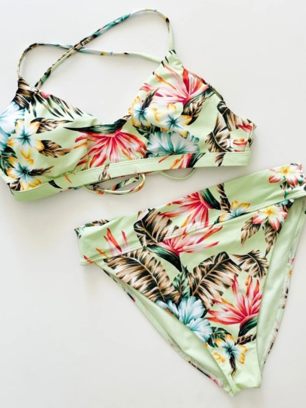 Hurley Hawaiian Tropical Palm High Rise Bikini  NWT